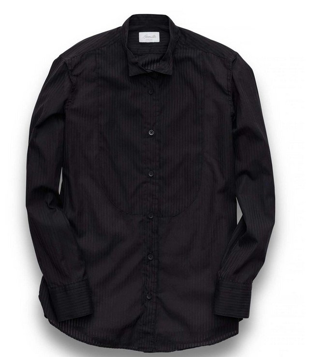 Classic Sheer Stripe Bib Front (Black)