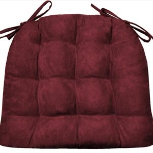 Micro-Suede Claret Red Dining Chair Pads - Latex Foam Fill, Reversible