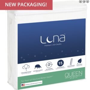Luna Premium Hypoallergenic Waterproof Mattress Protector - Made in the USA - Vinyl Free
