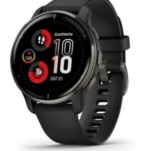 Venu® 2 Plus Slate Stainless Steel Bezel with Black Case and Silicone Band